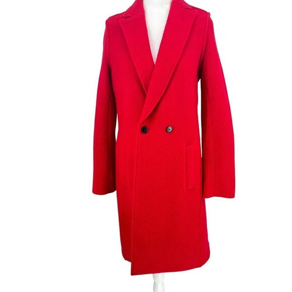 J.CREW Daphne Italian Boiled Wool Top Coat Sz 4 Tall Statement Red Outerwear - Picture 1 of 13